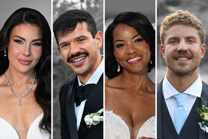 A split of Tori, Felipe, Nikki, and Adam in Married at First Sight Season 20.