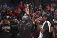 The Indiana Fever celebrate after winning the 2025 WNBA Commissioner's Cup.