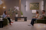 Dr. Lisa Paz, Courtney Landis, and Nick Uhlenhuth talk during a session in Married at First Sight Season 20 Episode 6.